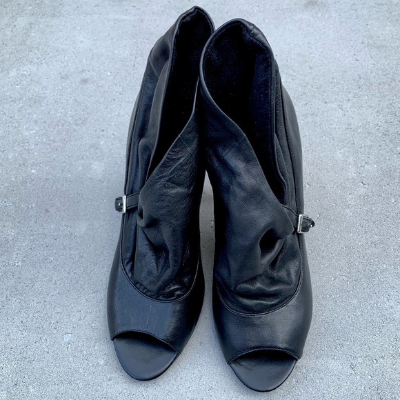 Nine West Faux Leather Peep Toe Booties - Picture 2 of 4